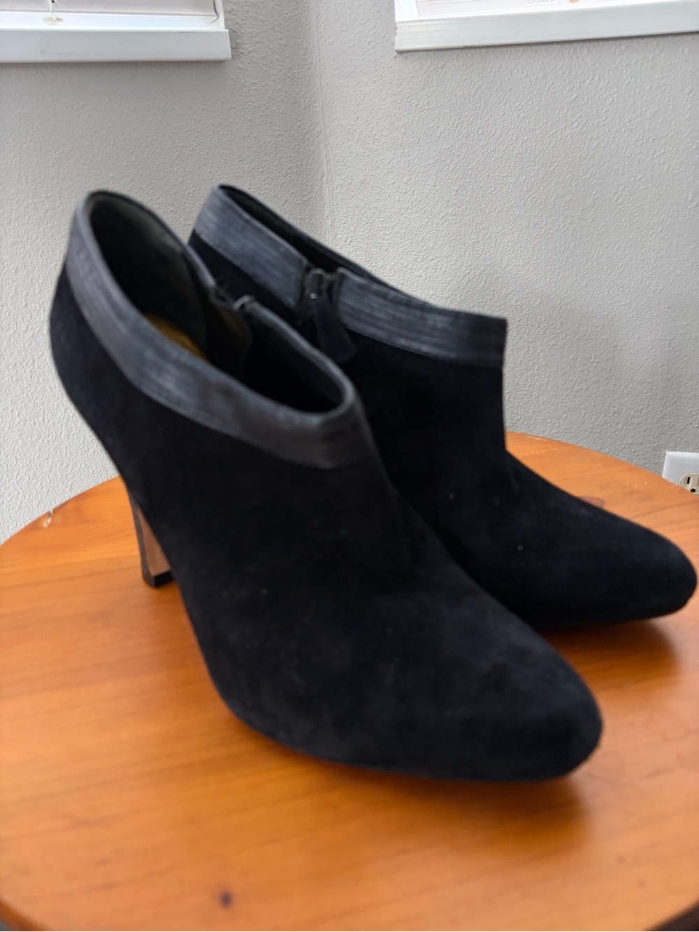 Cole Haan Black Suede Ankle Booties with Elastic Trim